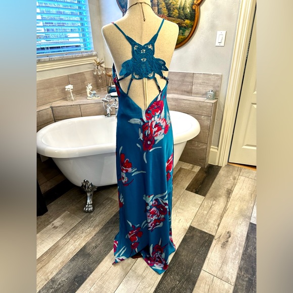 NWT Free People Gorgeous Floral Silky Slip Dress W/Embroidered Cutouts S - Picture 13 of 17